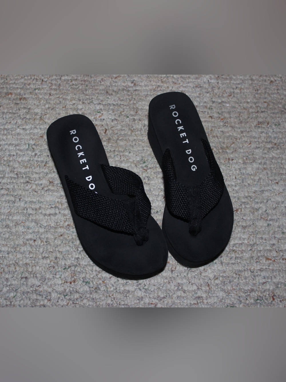 Rocket Dog Black Woven Thong Platform Flip Flops